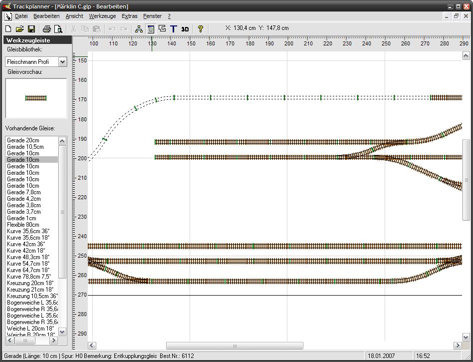 Der Editor des Classic Trackplanner unter Windows