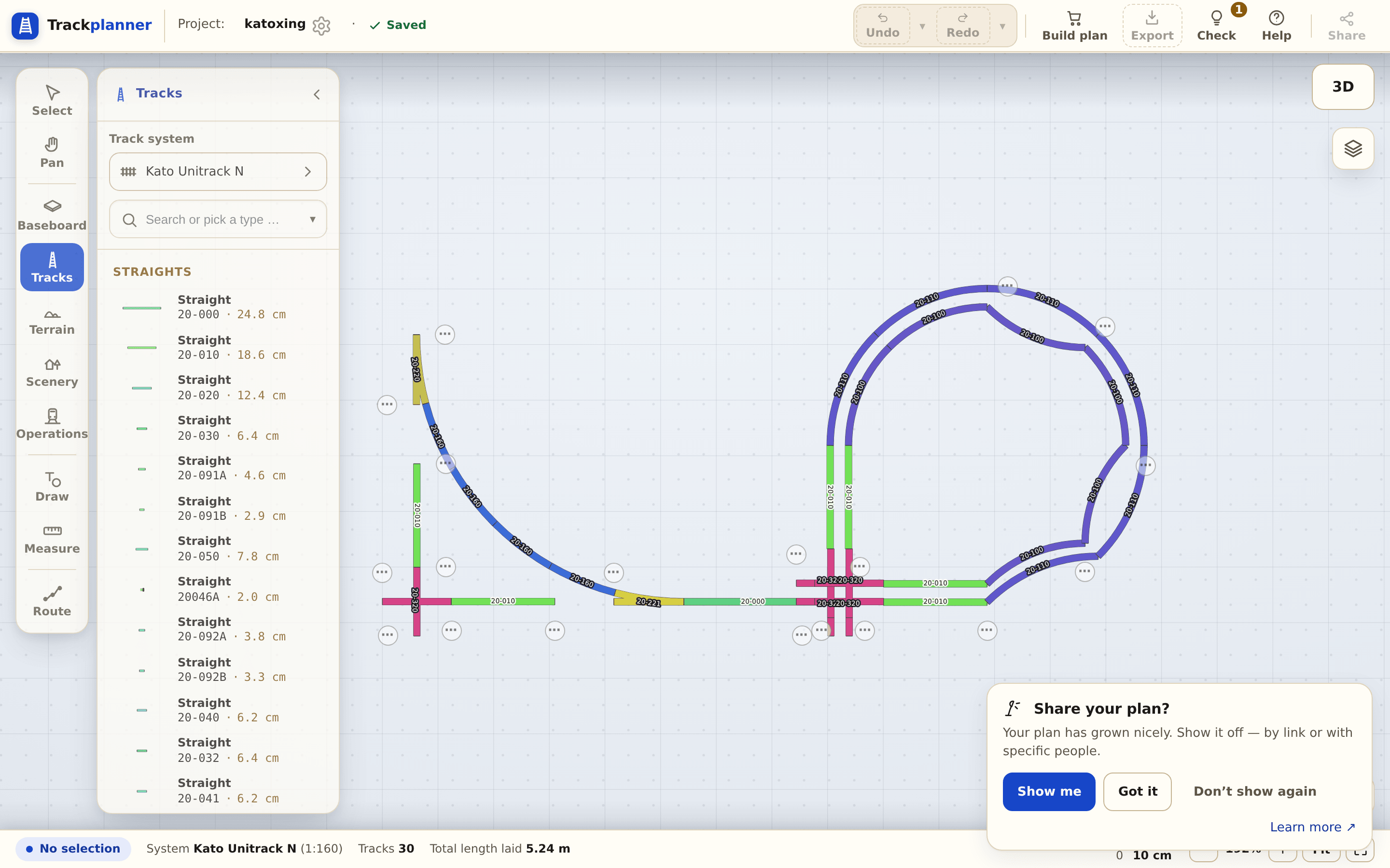 The imported plan in the editor